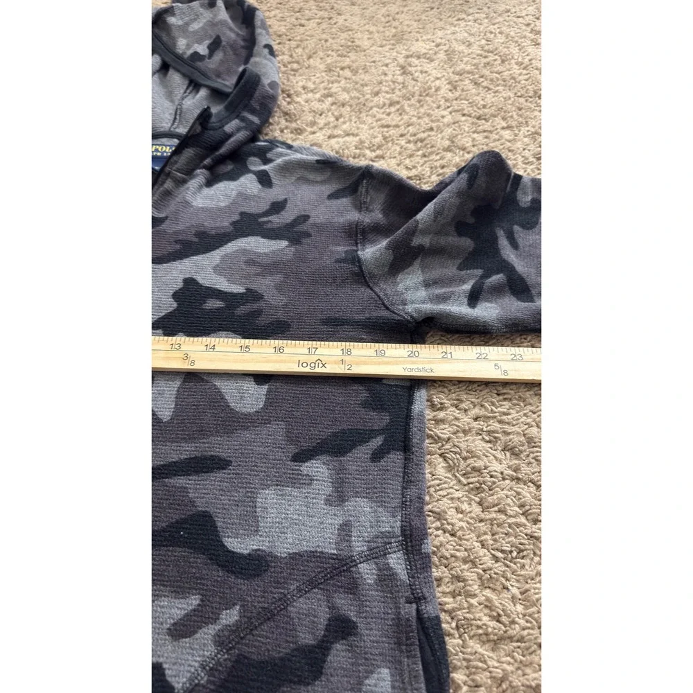 Polo Ralph Lauren Mens Grey Camo Waffle Knit Quarter Zip Hoodie Size M zz97‎